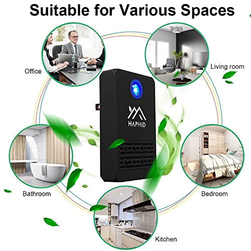 Haphid Ionizer Air Purifier/Plug In Air Purifier With Highest Output - Up To 40 Million Anions,Filterless Portable Air Purifier For Home/Office Cleanse: Bathroom Odors,Pets Smell Etc (1-Pack,Black) #TOP7