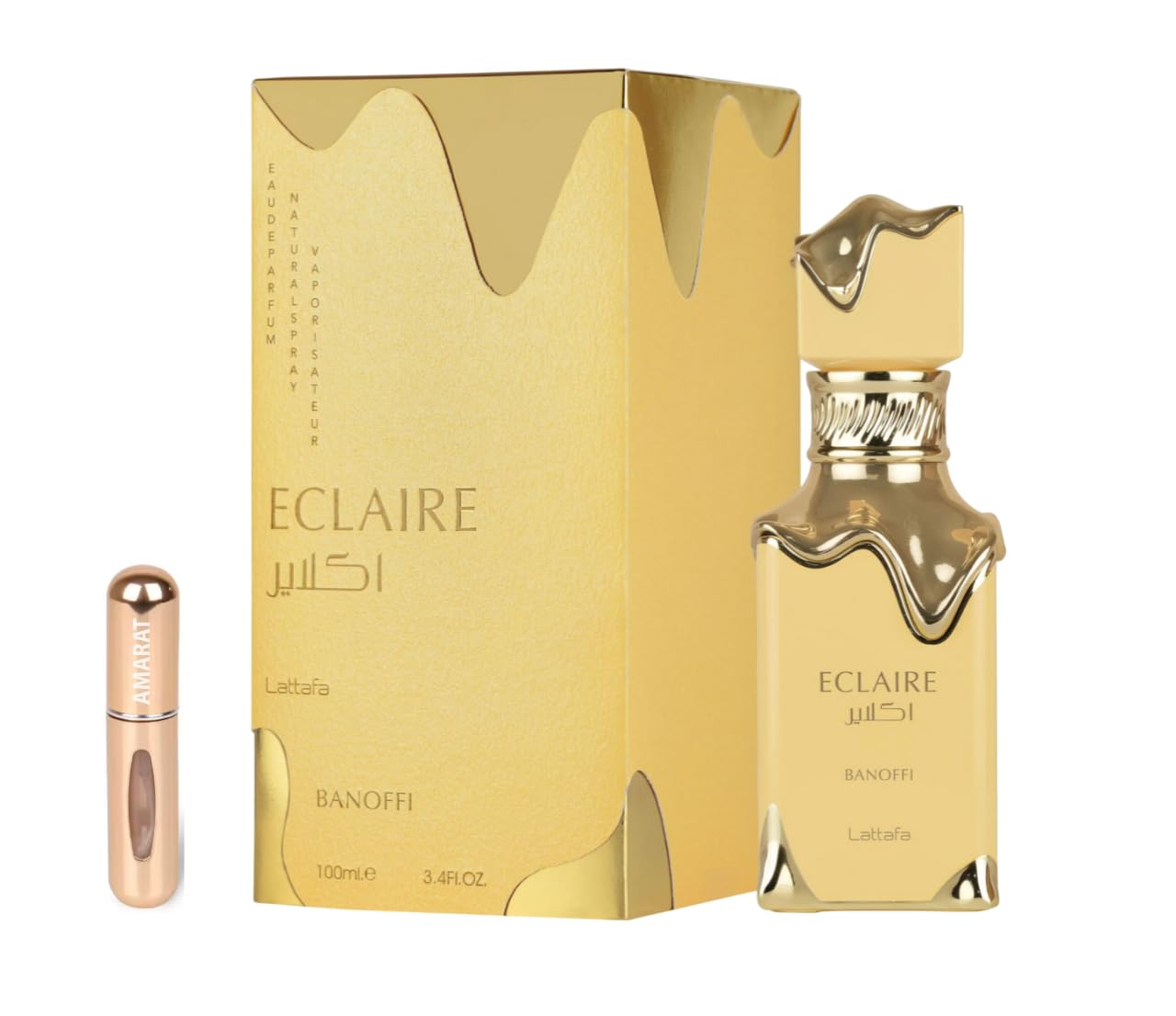 Lattafa Eclaire Banoffi Eau de Parfum, arabisches Parfüm unisex, langanhaltend mit wiederaufladbarem Zerstäuber, sanftes und cremiges Parfüm mit Banane, Vanille und Praliné (Eclaire Banoffi) 100 ml