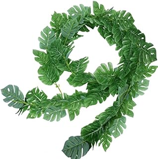 HUAESIN 2PCS 190cm Ivy Garland Artificial Palm Leaves Garland Fake Tropical Leaves Garland Faux Monstera Leaves Garland Artificial Ivy for Summer Home Décor Safari Party Wedding Prom