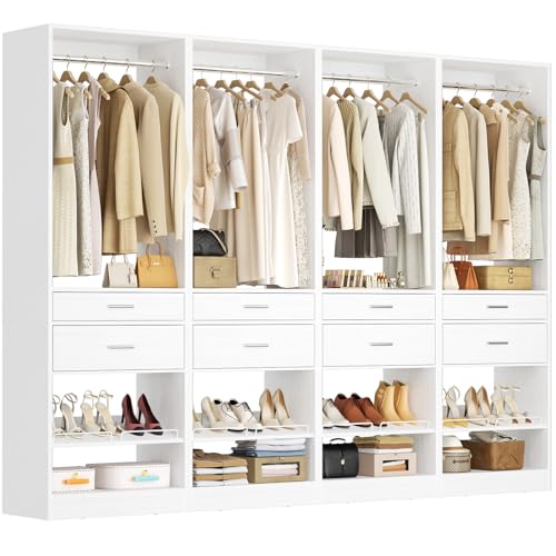 Unikito Closet System, 8.3FT Closet Organizer with 8 Wooden Drawers,