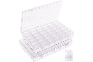 Screw Case TweezerCraft 2 Pack 36 Grids Plastic Organizer Box