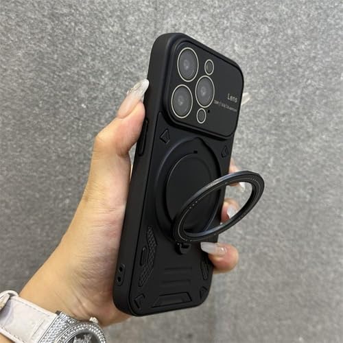 Étui de luxe pour iPhone 15 Pro Max noir avec dragonne et support de protection