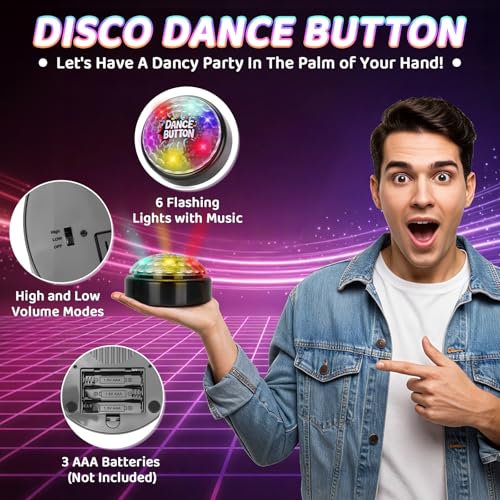 A AIFAMY Disco Dance Button with 5 Songs Funny Buttons for Party Supply Desk Toys for Office Coworkers Adults Gag Gifts - Thumbnail 2