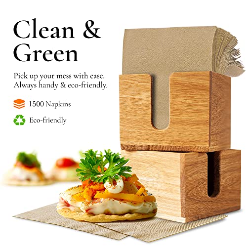(1500-Pack) Brown Napkins - Bulk Unbleached, Natural & Rustic Kraft Paper Napkins - Eco-Conscious Disposable Kitchen Tissue Supplies For Home, Parties, Restaurant, Bbq - 12X12” Unfolded #TOP1