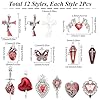 SUNNYCLUE Gothic-Charm-Set – 24 Stück, 12 Stile, rotes Herz, Organ, Flügel, Sarg, Totenkopf, Schmetterling, Motte, Halloween-Schmuckherstellung, DIY-Armband, Ohrringe, Party-Dekoration #1