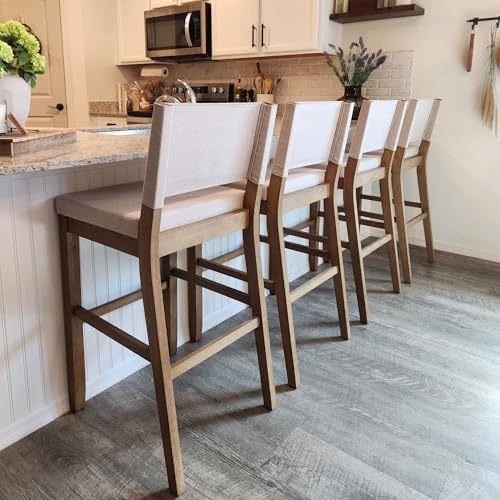 image for Nathan James Linus Modern Upholstered Bar Stool with Back and Solid Ru