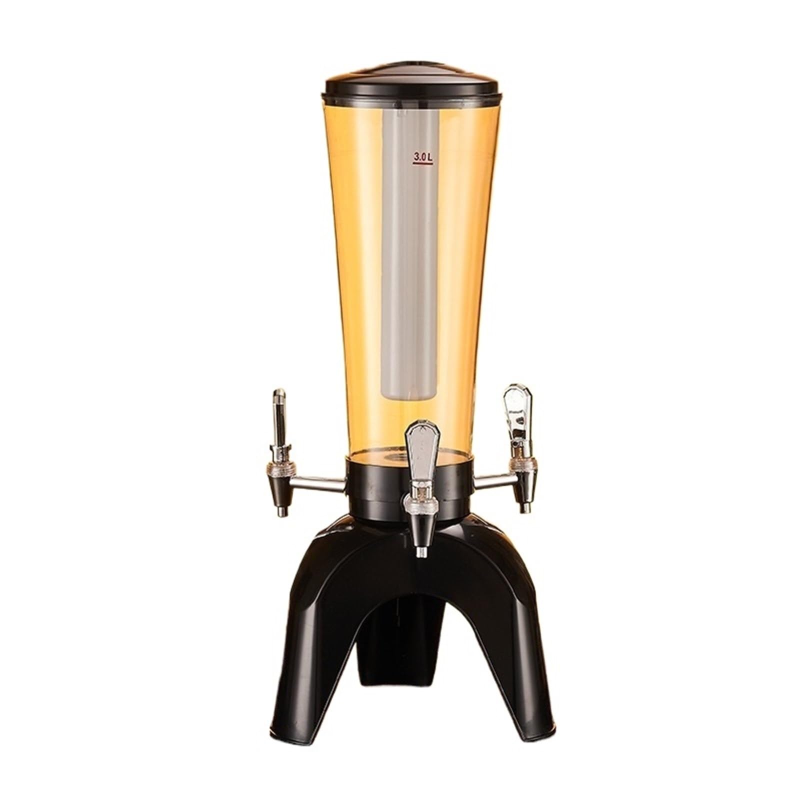 distributeurs de boissons Tour de bière 3L/100oz, distributeur de boissons avec Tube à glace et distributeur de boissons alcoolisées de table à trois robinets for fête verre(Champagne)