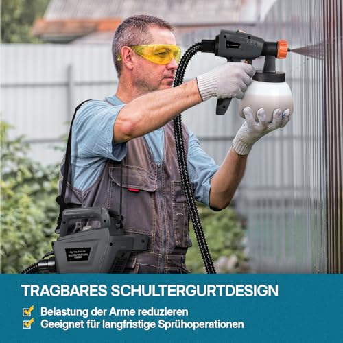 Tilswall 800W Farbsprühsystem HVLP Lackierpistole Elektrisch, Grau – Ansicht 2