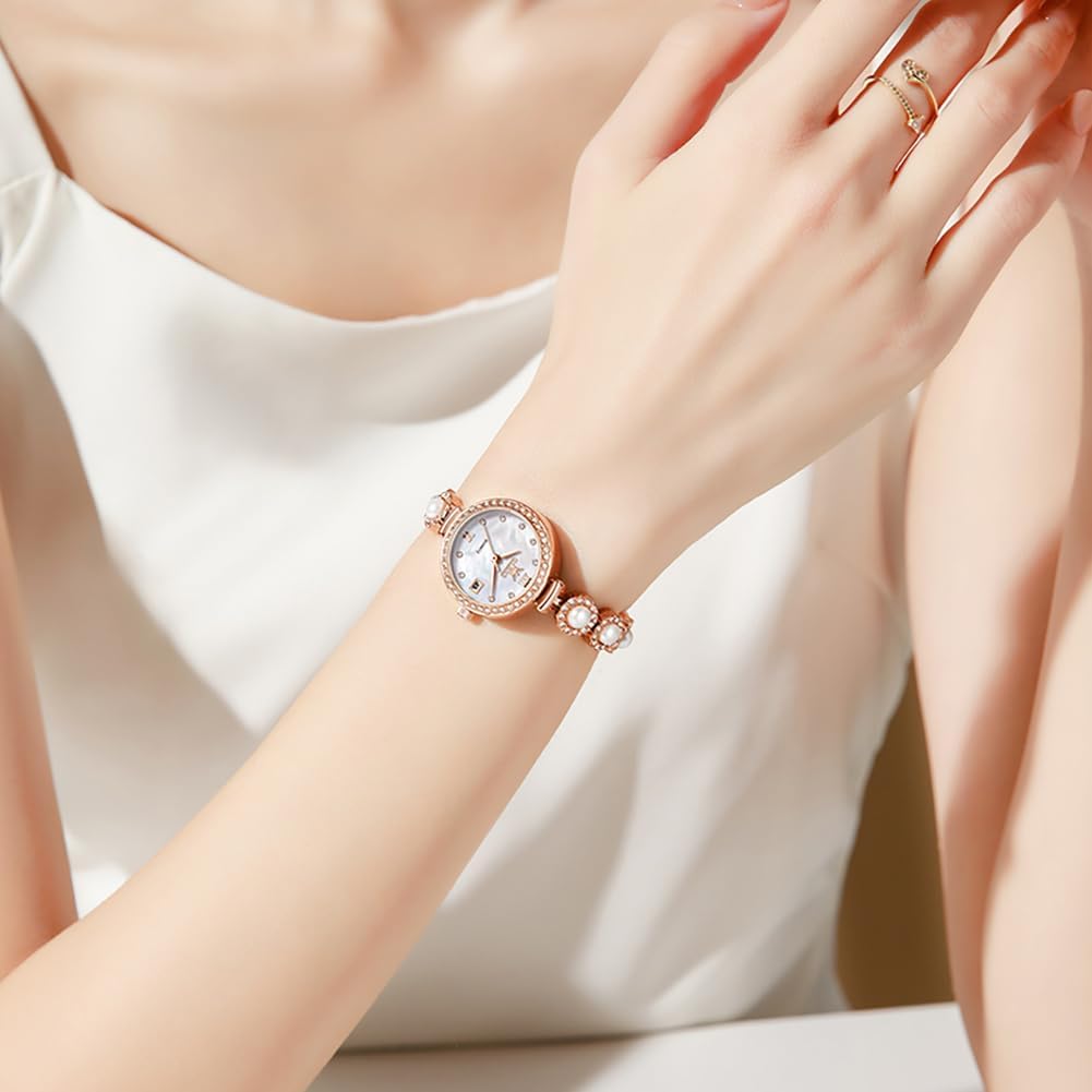 OLEVS Watch Women Luxury Small Face Analog Wrist Watches for Women Dainty Waterproof Pearl Diamond Womens Watch with Date Stainless Steel Quartz Bracelet Ladies Dress Watches Reloj para Mujer - Image 3