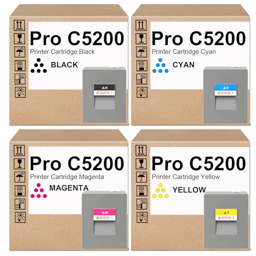 SRITE C5200 Toner Cartridge 828422 828423 828424 828425 Replacement for Ricoh Savin Lanier Pro C5200 C5200S C5210S Printers (4-Pack)