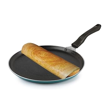 Cello Non Stick Dosa Tawa Induction Base with Detachable Handle, 250mm, Green, | Dosa Tava with Non-Stick Coating | Cookware for Kitchen