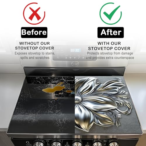 Image of Nuxovilar Silver Floral Stove Cover Diatom Mud 20.47x28.34 In