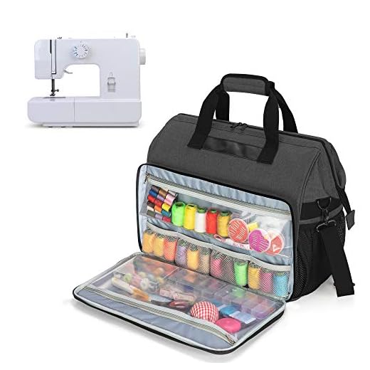 Teamoy Bolsa de Máquina de Coser, Maletas Portátil para Máquina de Coser con Correa para el Hombro y Tachuelas Inferiores, Compatiple con Singer Brother y La mayoría de Máquinas Estándar, Negro.