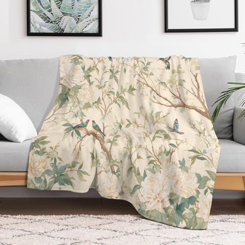 Couverture en flanelle colibri et fleurs 101x127 cm pour canapé et lit - 6