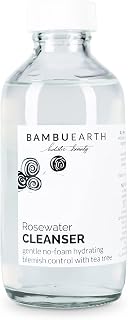BambuEarth Rosewater Vegan Cleanser Helps Hydrate, Balance and Soothe - Non-Foaming Cleanser with Organic Rosewater to Support Skin's Barrier - Alcohol-Free Cleanser