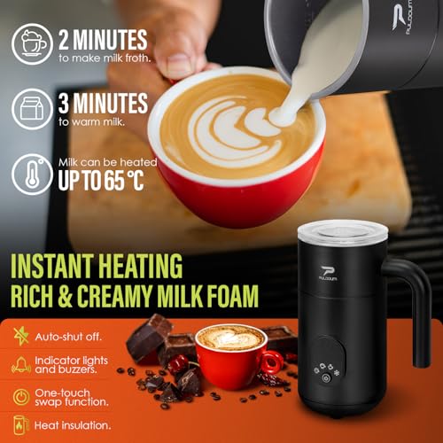 Milk Frother, Electric Milk Frother and Steamer 4 in 1 Automatic Coffee Steamer Frother, 11.8OZ / 350ML Warm and Cold Foam Frother For Coffee,Latte, Cappuccino, Macchiato, Hot Chocolate