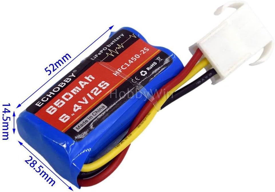 6.4V 2S 650mAh Life Battery EL4.5-3P Female Plug P-to-R for RC Car Truck Racing Speed Boat