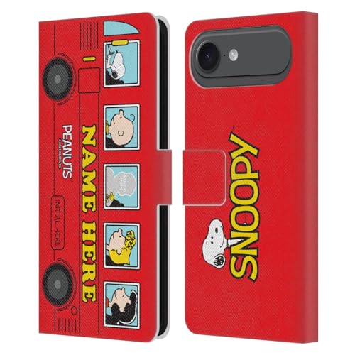 Étui portefeuille iPhone 17 Air Peanuts Bus Rouge en cuir personnalisé