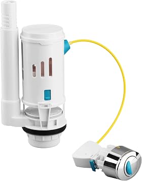 Universal Dual Flush Valve Replacement Kit with Push Button, 2-Inch Outlet Toilet Cistern Repair Kit, Adjustable Overflow Tube 7.75"-12.6", 28cm Cable for Concealed Tanks, Water Saving