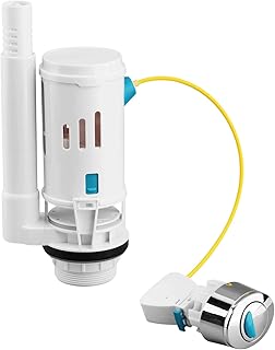 Adjustable Dual Flush Valve with Push Button, 2'' Outlet & 280mm Cable, Universal Toilet Flush System Replacement for Concealed Cistern, Water Saving Cistern Replacement