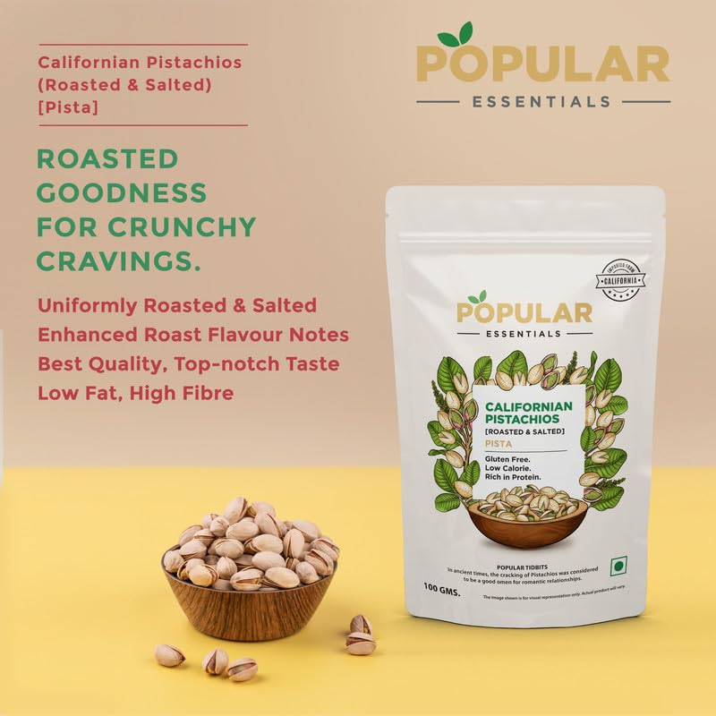 Image of POPULAR ESSENTIALS Californian Roasted Pistachio (Salted), 100 gm