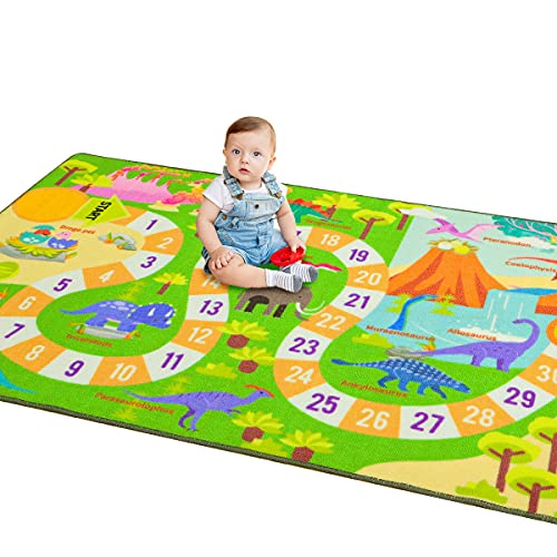 Amearea Large Kids Play Mat, Dinosaur Animal Rugs For Kids Bedroom, Dinosaur Room Decor For Boys, Nursery Dinosaur Number Rug Educational Learning Area Rugs, 4X6 Feet #TOP19