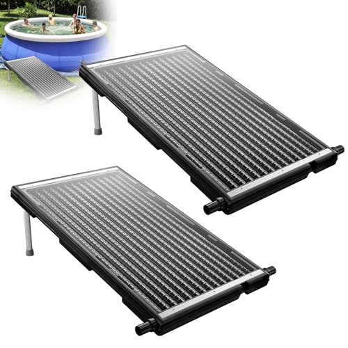 XMTECH Lot de 2 radiateurs solaires de piscine - Panneau solaire - 111,5 x 66 cm - Pour eau chaude, piscine, douche de jardin, piscine