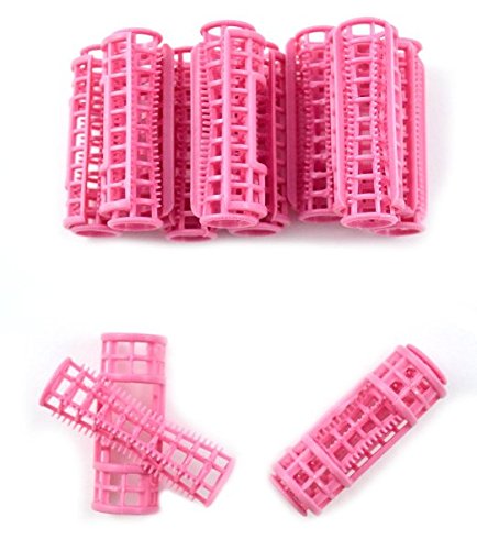 McKay 12 Pc Professional Mini Snap On Rollers Set - Makes Tight Curls; Extra Small ½”x 2” Hair Curlers - Pink
