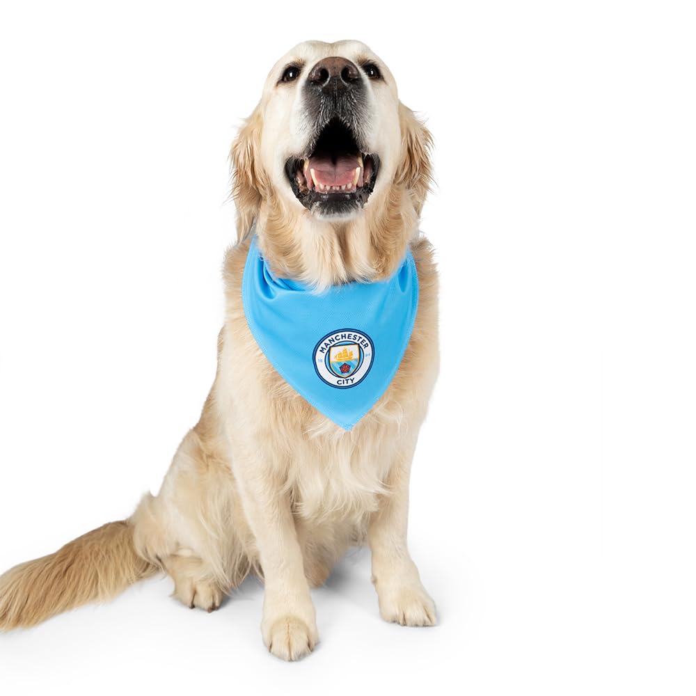 DOGSY Official Man City Dog Bandana | Man City Football | Licensed Merchandise | Blue Cotton Bandana (Small)