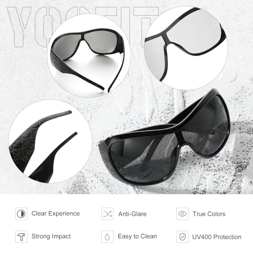 YOGFIT Trendy Oversized Sunglasses for Women Men Y2K Wrap Around Fashion Sunglasses3