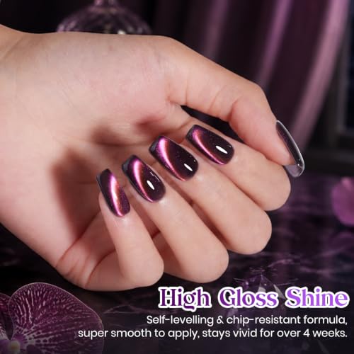Image of Beetles Purple Cat Eye Gel Nail Polish, Midnight Orchid 15ml Magnetic Gel