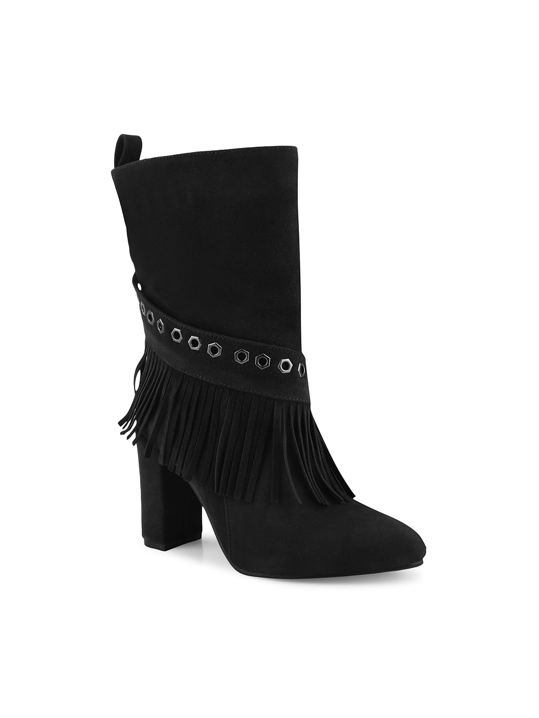 Shuz TouchBlack Fringe High Heel Boots