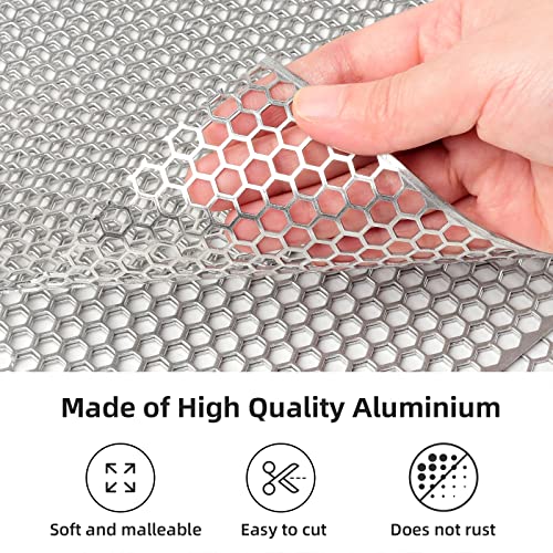 Image of AggAuto Universal 13 inchx13 inch Car Grill Mesh - 3Pcs Aluminum Alloy Automotive Grille Insert Bumper Honeycomb Hole 6mm Spacing 1mm, One of the Most Multifunctional Shape Grids Silver