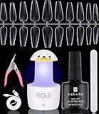 💅💞Mini kit de decoración de uñas: el nuevo kit de adhesivos para uñas y gel de pegamento incluye lámpara de uñas UV/LED ultra portátil, gel de pegamento 2 en 1 de 10 ml, lima de uñas*1 cortaúñas*1, puede usarlo para hacer su manicura de acuerdo con su gusto.