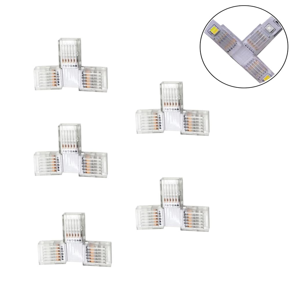 YUTOKEER T-shaped Connector for 6-Pin 12mm LED Strip, Solderless Connection, Suitable for 12-24V RGBW LED Strip - Image 4