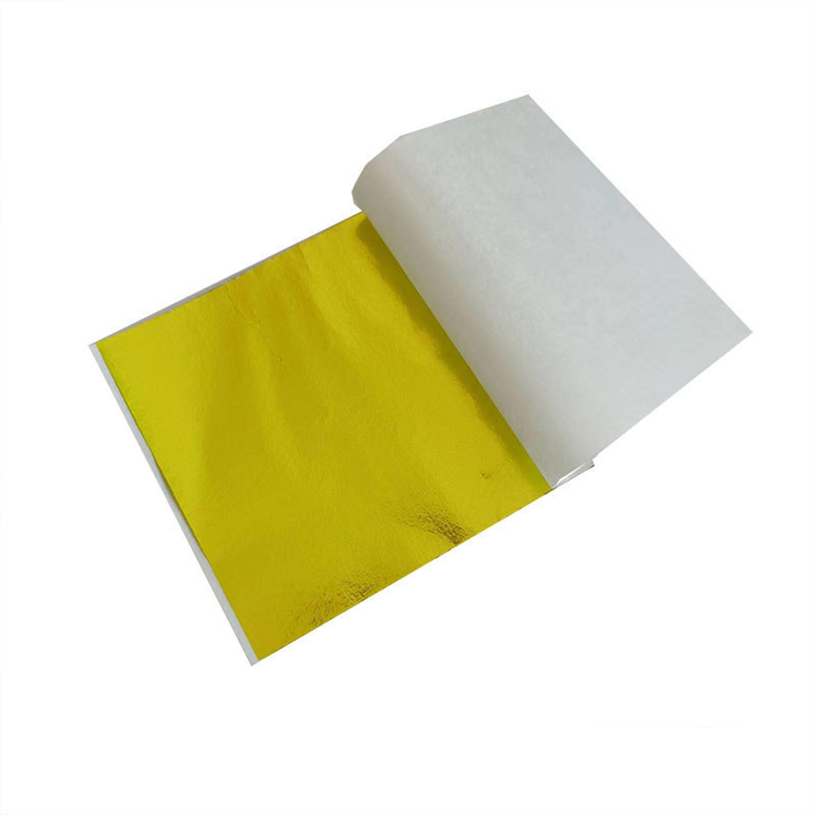 Gold Leaf Sheets,100 Sheets Crafts Gold Foil Paper Leaf Multipurpose Decorative Gold Foil Sheets for DIY Art Decoration Tartrazine