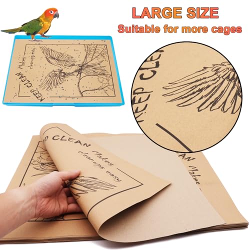 Image of 50PCS Disposable Bird Cage Liners 19.6x15.6 Inch Absorbent Precut Paper Pads for Parrots & Small Birds - Cage Bottom Protectors with Quick Cleanup Design
