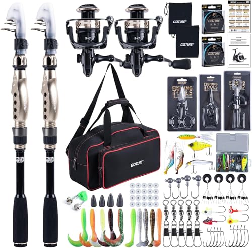 Kit complet 2 cannes à pêche télescopiques pour vos week-ends nature en mer et rivière
