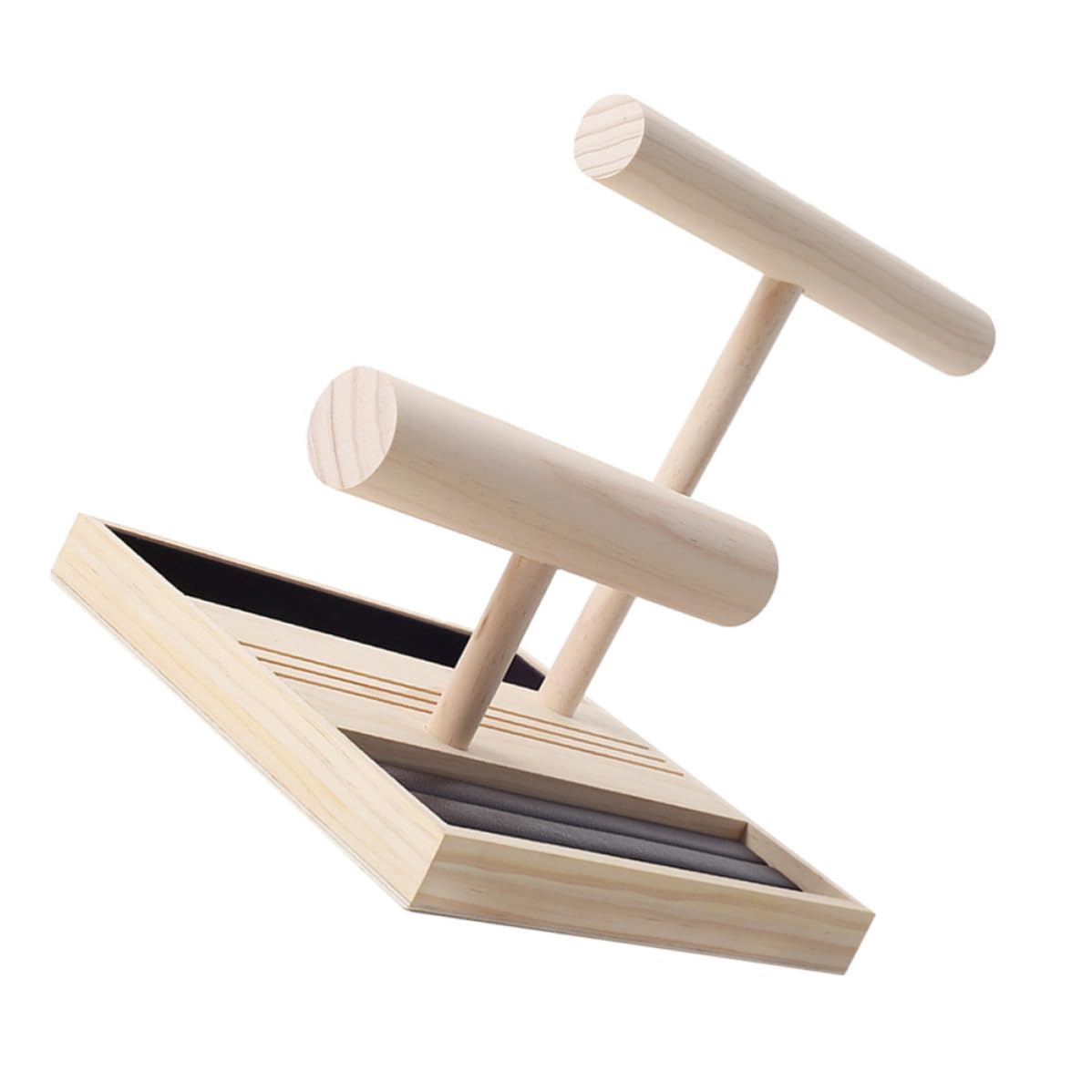 INOOMP Soporte de Madera para Joyas de Dos Capas, Marrón Organizador