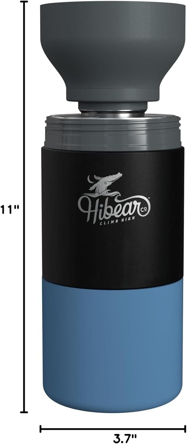 HIBEAR - 32oz All-Day Adventure Flask: The Insulated Multi-Tool of Beverage Bottles - Craft Pourover, Cold Brew, Tea, Water Infusion, Wine Decanting, Hydration. (Moon Tide)