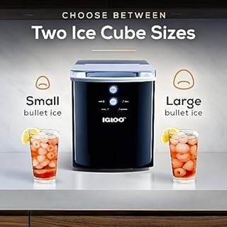 Igloo Electric Countertop Ice Maker Machine - Automatic and Portable - 33 Pounds in 24 Hours - Ice Cube Maker - Ice Scoop and Basket - Ideal for Iced Coffee and Cocktails - Black
