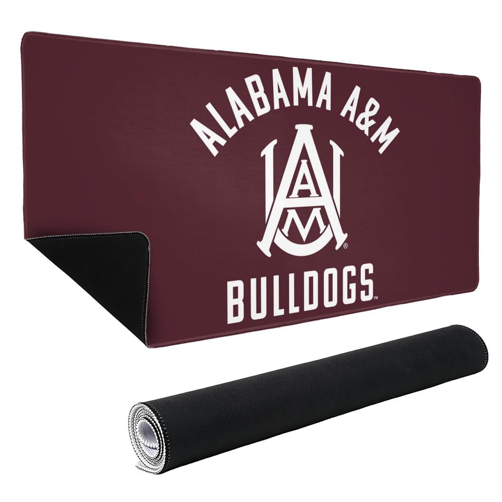 Alabama A&M University Bulldogs Logo Large Gaming Mouse Pad Desk Mat with Stitched Edges, Non-Slip Base for Gamer, Home and Office, 31.5 x 15.7