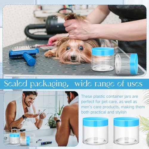 Image of Patelai 4 Pieces Round Wide-mouth Leak Proof Plastic Container Jars with Lids for Travel Storage Makeup Beauty Products Face Creams Oils Salves Ointments DIY Making(8 Ounce,Blue)