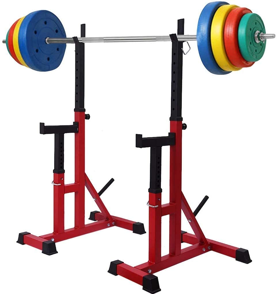 Ławka do hantli fitness wielofunkcyjny stojak na sztangę z dużą pojemnością regulowany stojak do przysiadów - Gym Family Fitness stojak do podnoszenia ciężarów do przysiadów - regulowany stojak