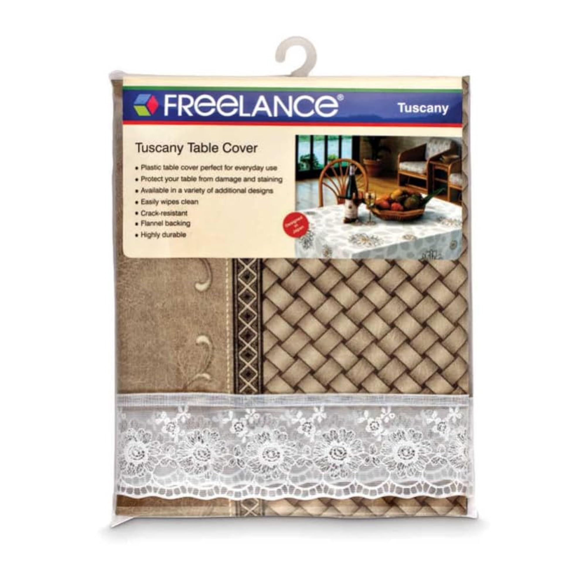 Waterproof PVC Vinyl Dining Table Cover Cloth, 4-6 Seater