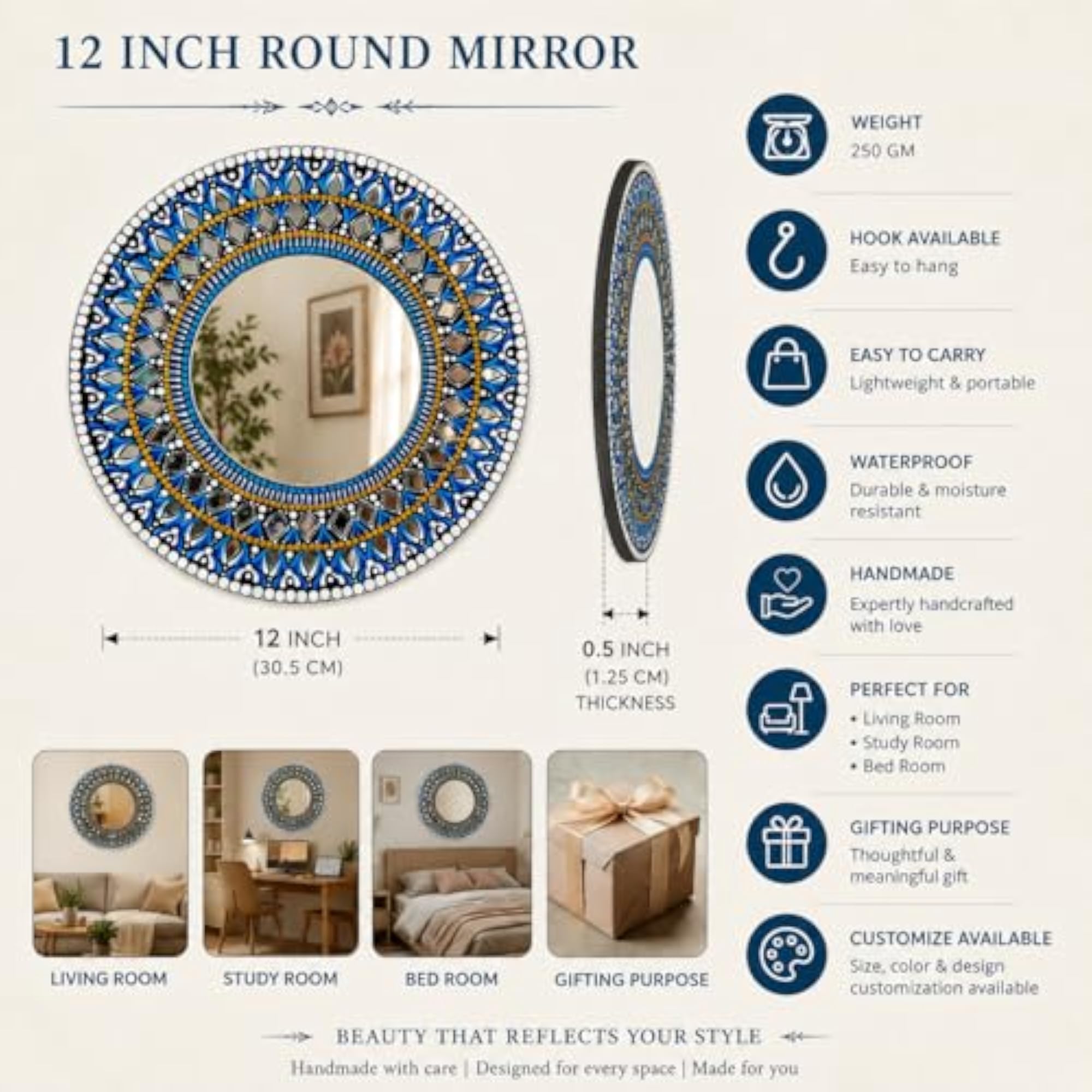 Handmade Mandala Wall Hanging Mirror