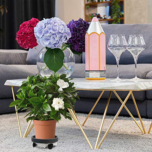 Doitool Outdoor Planters Pallet Caddy Round Flower Pot Mover, Indoor Rolling Planter Dolly On Wheels Outdoor Planter Trolley Tray Coaster With Universal Wheels Grey Outdoor Pots #TOP4