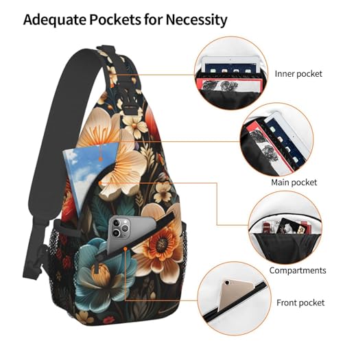 Bolso tipo sling pequeño con patrón floral para senderismo miniatura 4
