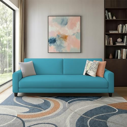 Image of Kathleen 3 Seater Sofa Set for Living Room - Foldable Convertible Couch Furniture for Home, Office or Guest Use, Modern Designer Stylish Comfortable (Turquise)