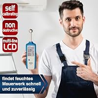 PeakTech 5201 Feuchtigkeitsmessgerät Wand für : Holz, Wand, Putz, Gips, Mauerwerk - Holzfeuchtemessgerät, stiftloser Feuchtigkeitsmesser, Messtiefe 20-40mm, Feuchtemessgerät – Ansicht 3